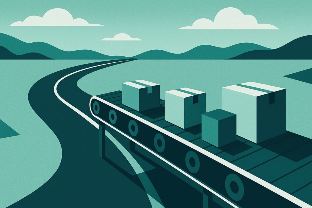 A long supply chain road showing lead time from order to delivery