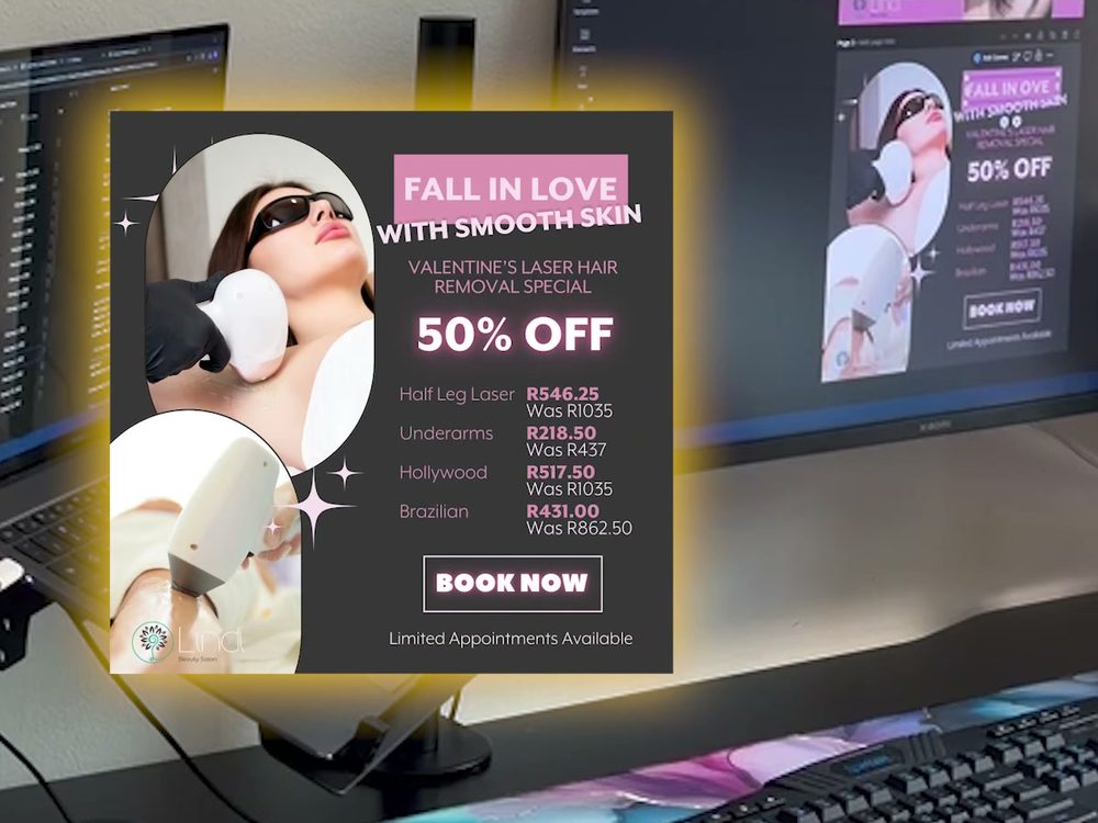 The salon's laser hair removal offer being designed